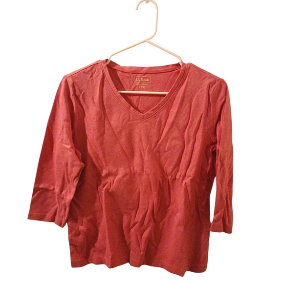 L.L.Bean Tops - •L.L.Bean V-Neck 3/4 Sleeve Top Women Size Small Shirt